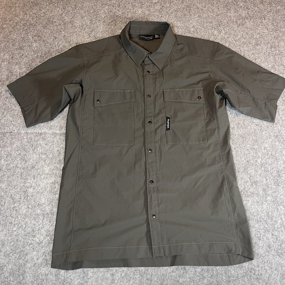 Truewerk Men's Gray Short Sleeve Snap Button Up Utility Work Shirt Size Small